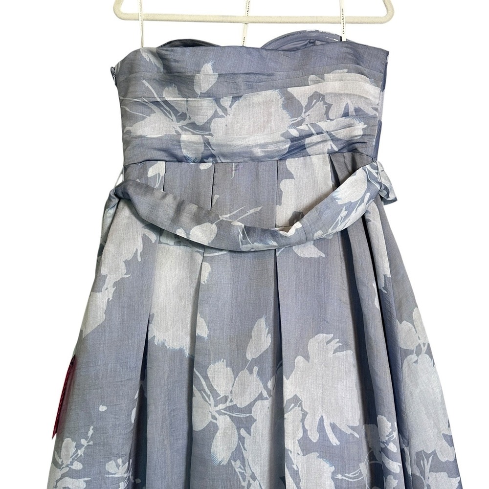 Donna Karan New York Formal Gown Strapless Organza 14 Tencel Floral‎ Blue NWOT - Picture 11 of 16